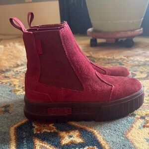 Puma Kids Burgundy Suede Boots